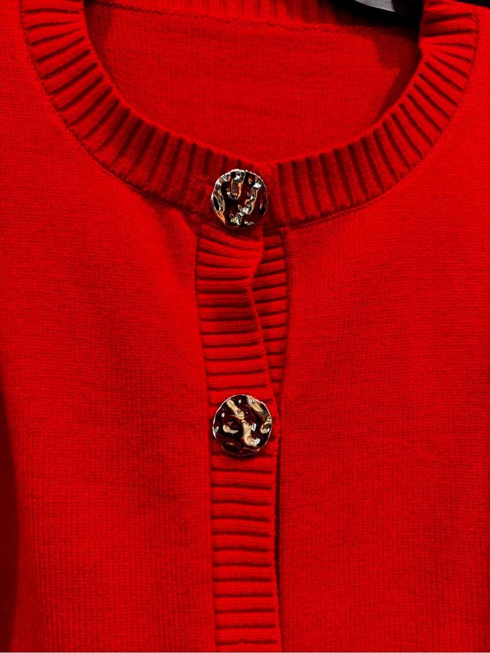 Classic Red Women's Button Cardigan Sweater